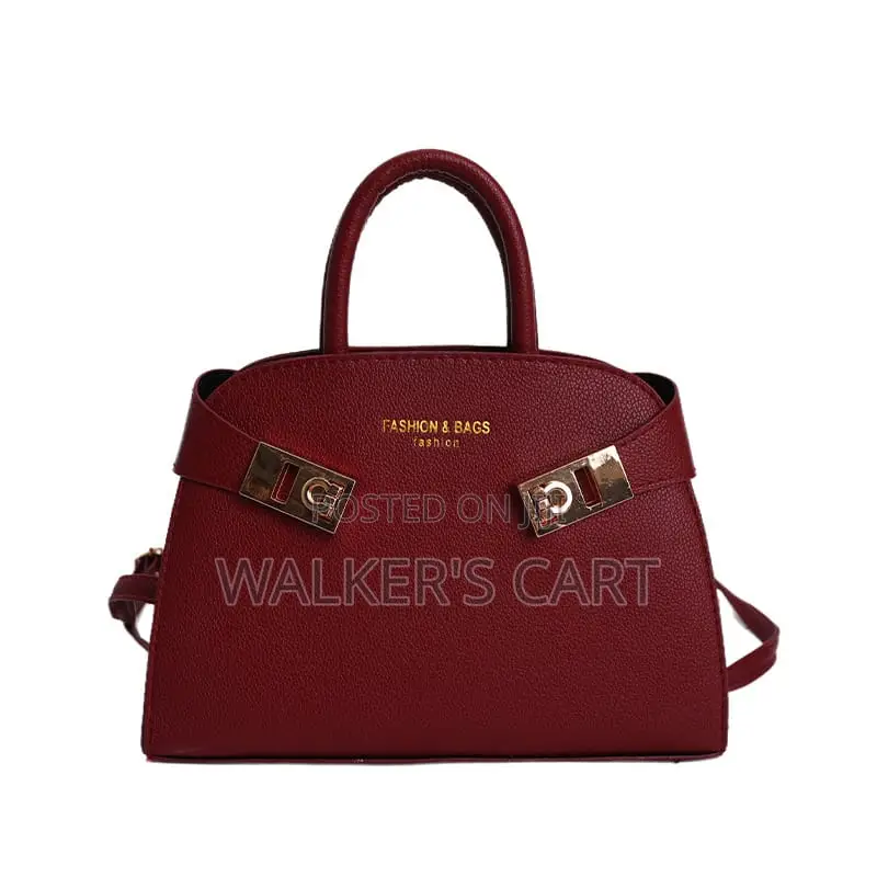 Modern Belted Leatherette Handbag, Elegant Top Handle Bag