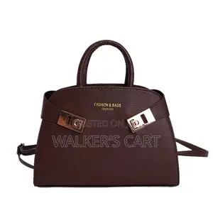 Modern Belted Leatherette Handbag, Elegant Top Handle Bag
