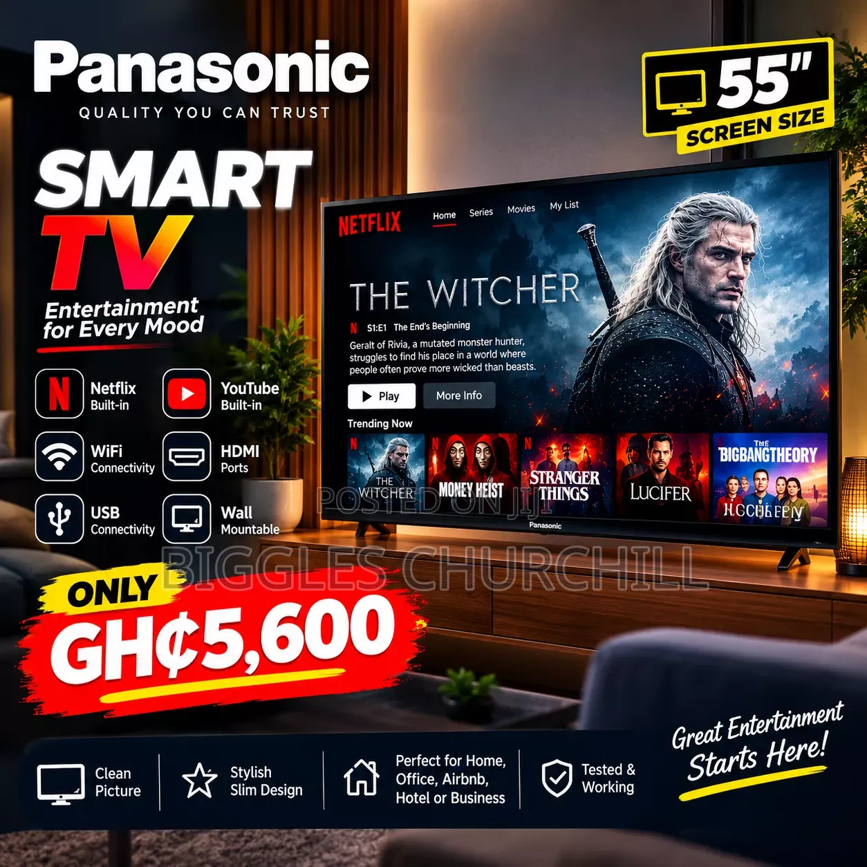 Panasonic Smart TV – Netflix YouTube – Clean Working –