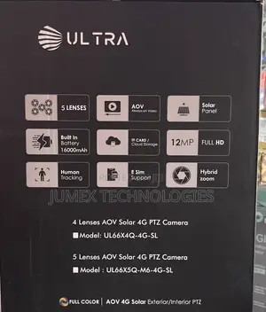 5lens Solar Canera Ultra Aov 4g Exterior / Interior PTZ Camera 4g Sim