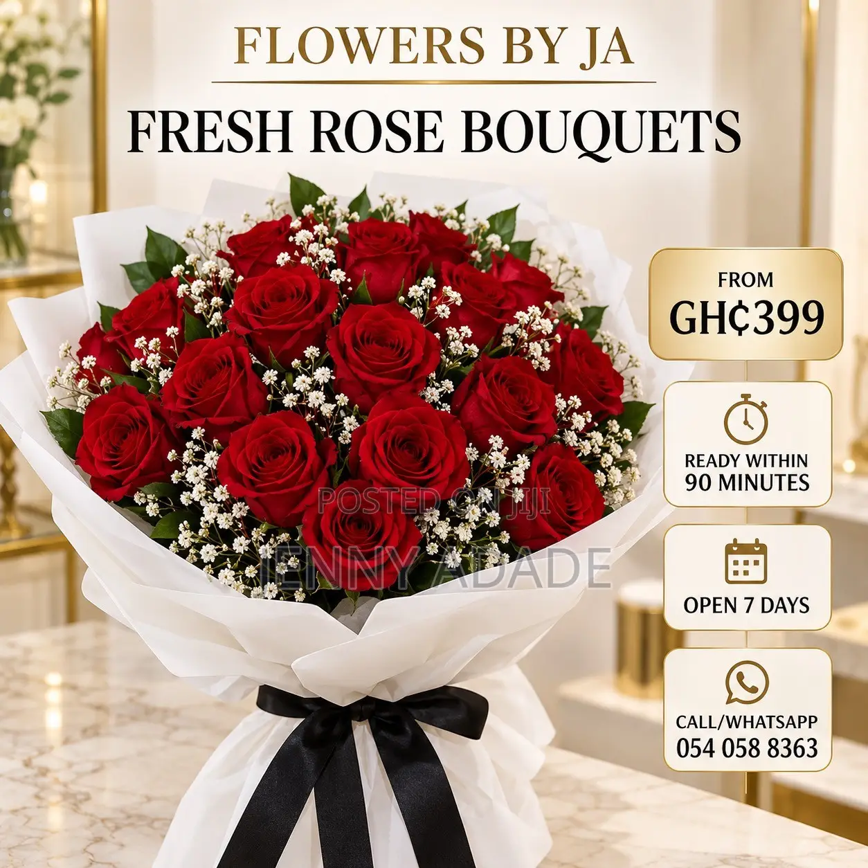 12 Fresh Red Roses Bouquet – Same-Day Delivery