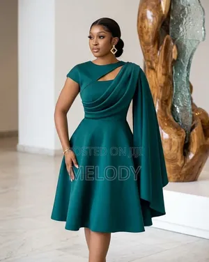Emerald One-Shoulder a-Line Cocktail Dress