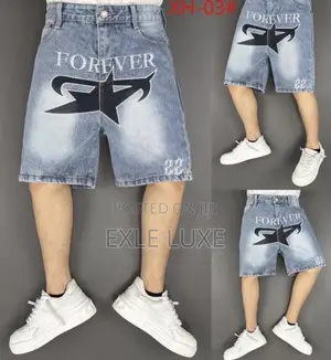 Light-Wash Denim Jorts With Retro Patches