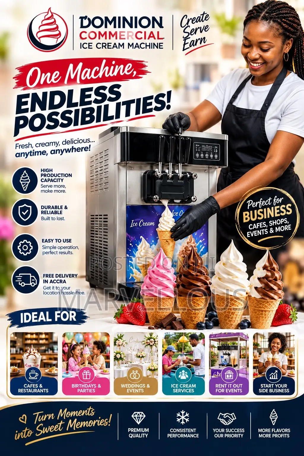 Commercial Ice Cream Machine – High Capacity|For Shops Restaurants