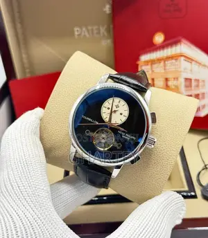 Luxury Patek Philippe-Style Automatic Dress Watch Black Strap