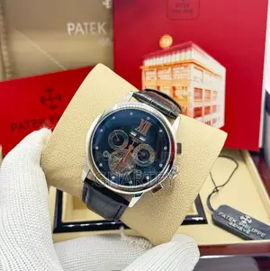 Luxury Patek Philippe-Style Automatic Dress Watch Black Strap