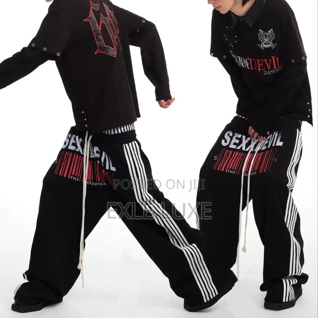 SEXXDEVIL Dual-Waist Striped Sweatpants