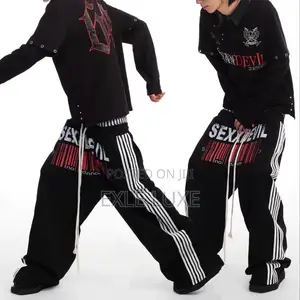 SEXXDEVIL Dual-Waist Striped Sweatpants