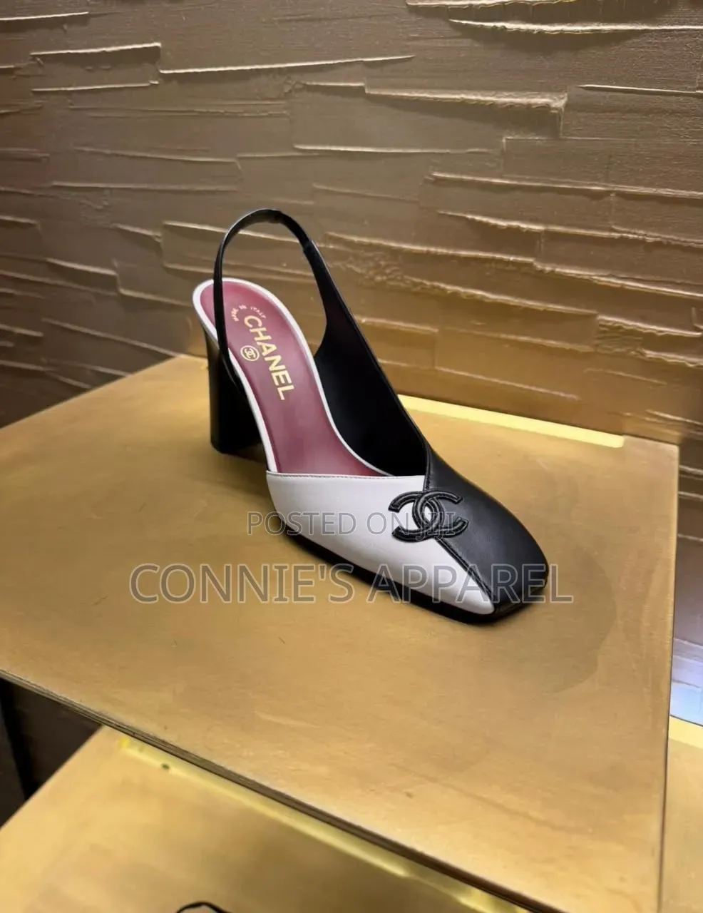 Chanel-Style Black White Block Heel