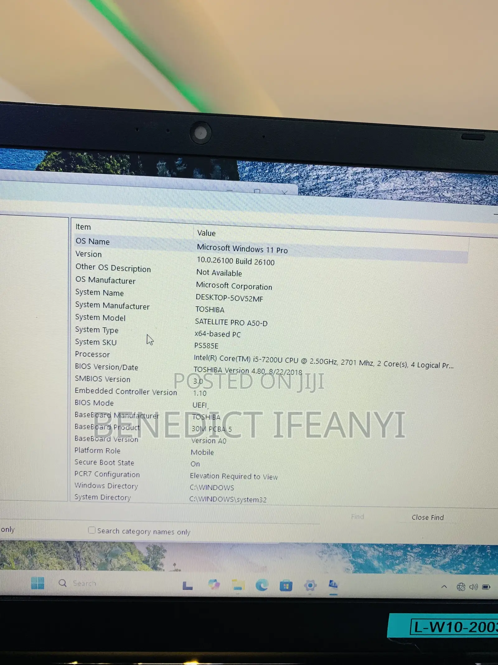 Laptop Toshiba Satellite Pro A300 8GB Intel Core i5 SSD 256GB