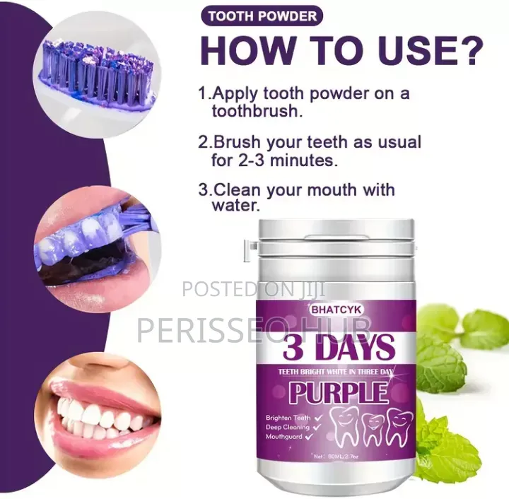 Purple Teeth Whitening Powder – Brightens Teeth Removes Stains Fast