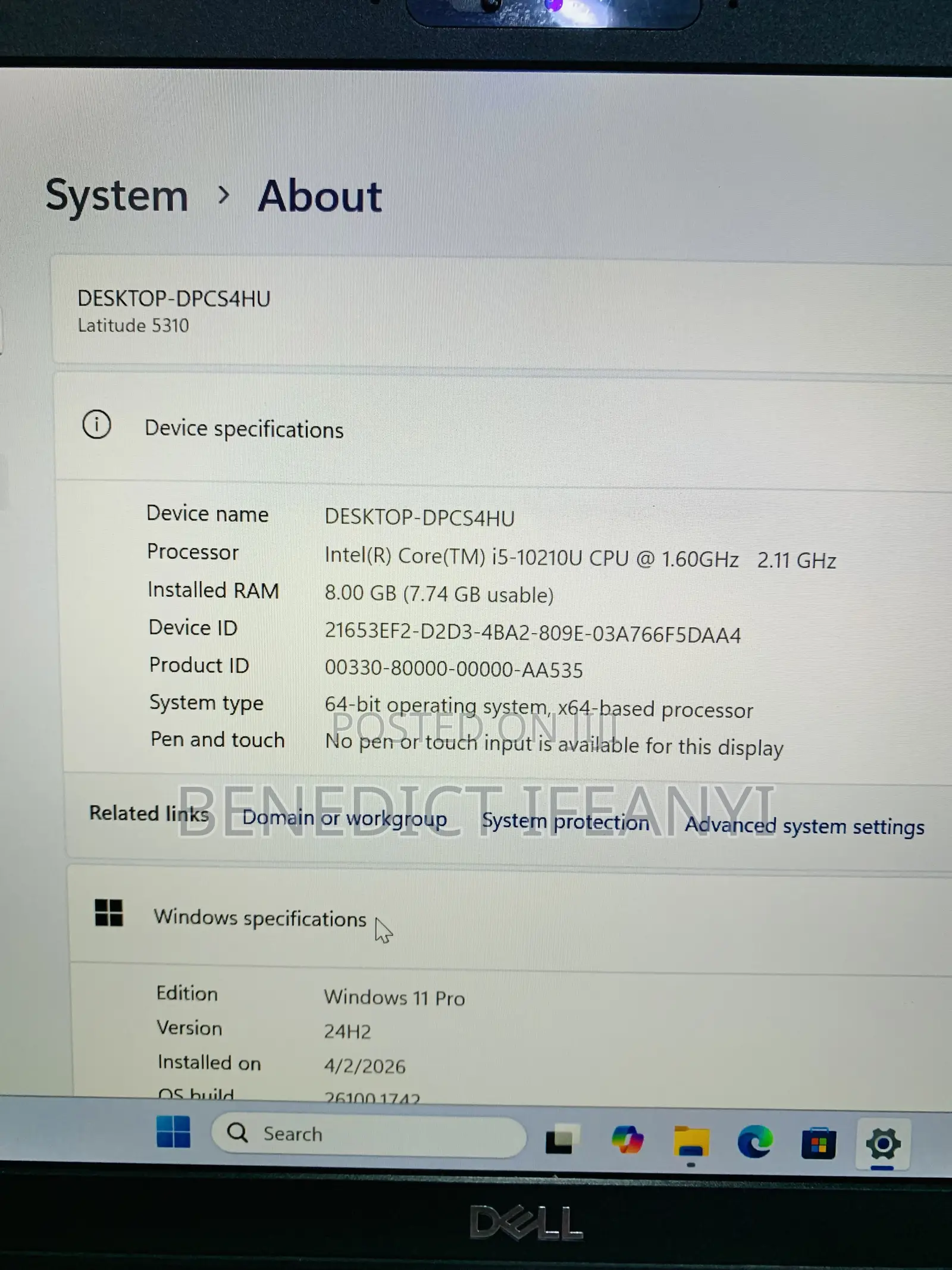 Laptop Dell Latitude 5310 8GB Intel Core i5 SSD 256GB