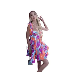 Floral Tie-Strap Bustier Mini Dress