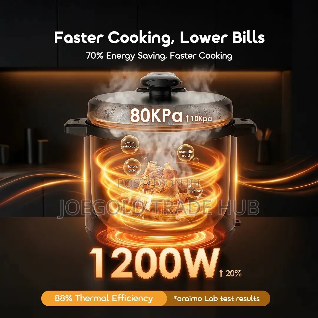 Rice Cooker (Oraimo KitchNova 1200W 6L Pressure Cooker)