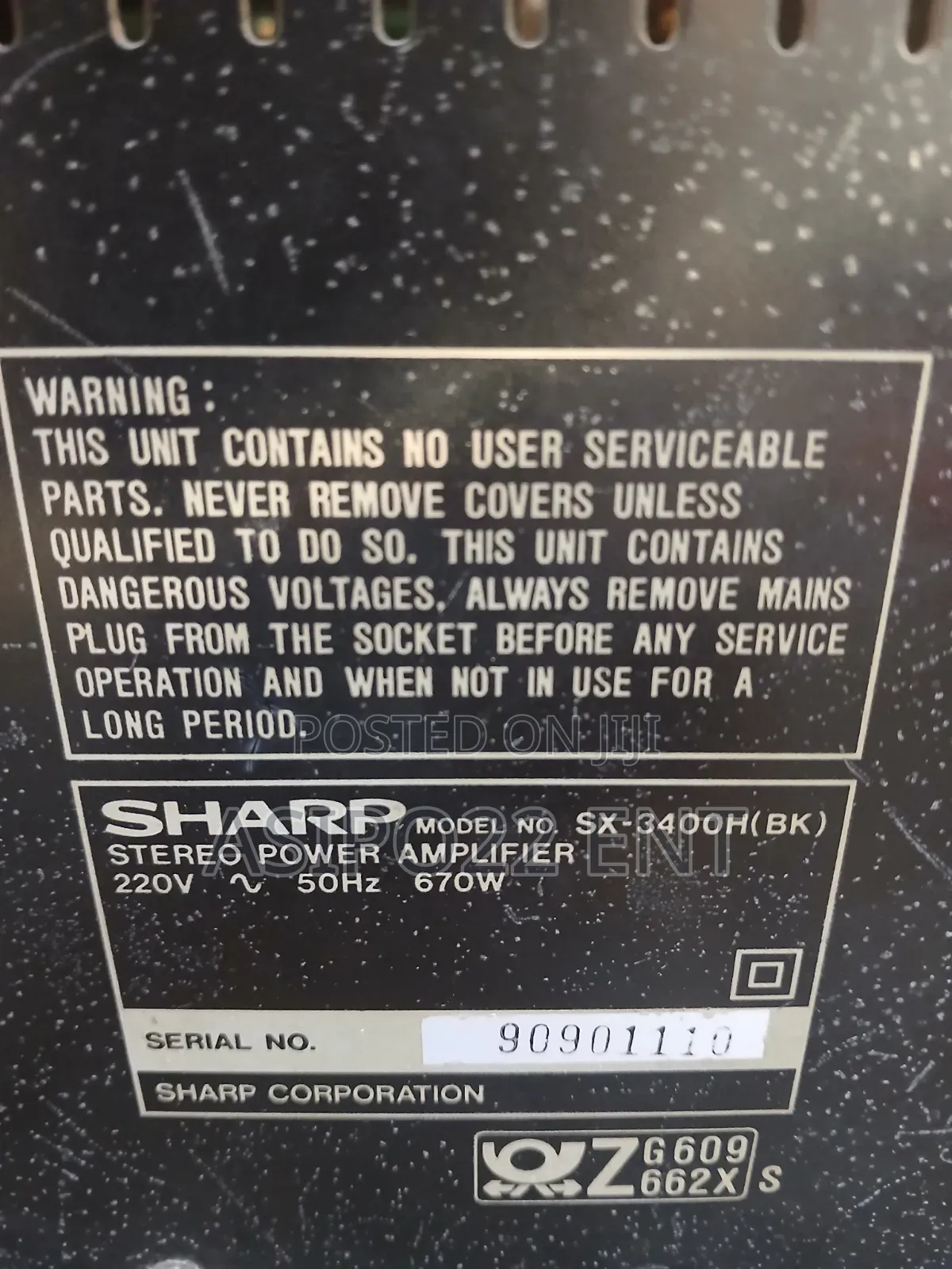 Sharp Stereo Power Amplifier SX 3400 BK