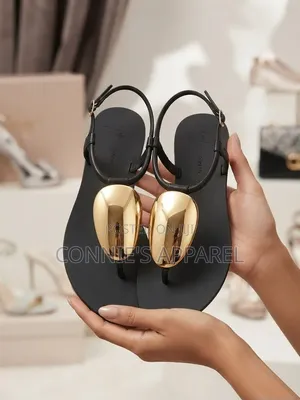 Ladies’ Black Gold Elegant Sandals