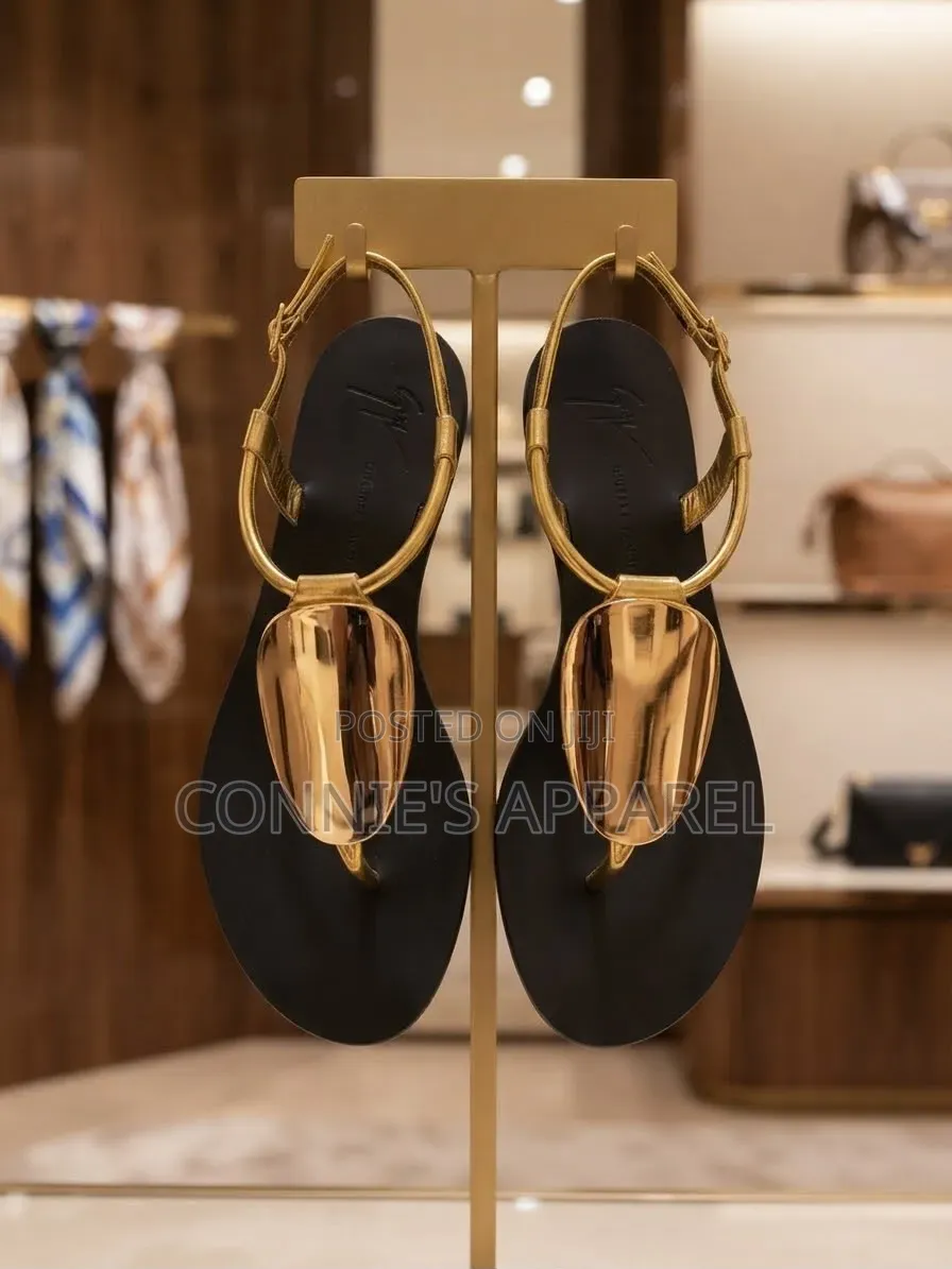 Ladies’ Black Gold Elegant Sandals