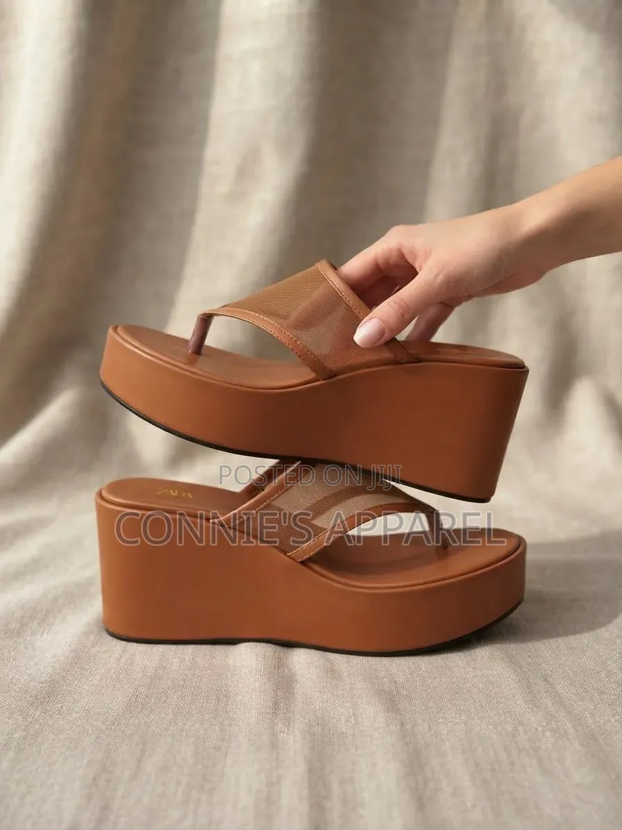 Ladies’ Black Platform Wedge Sandals 