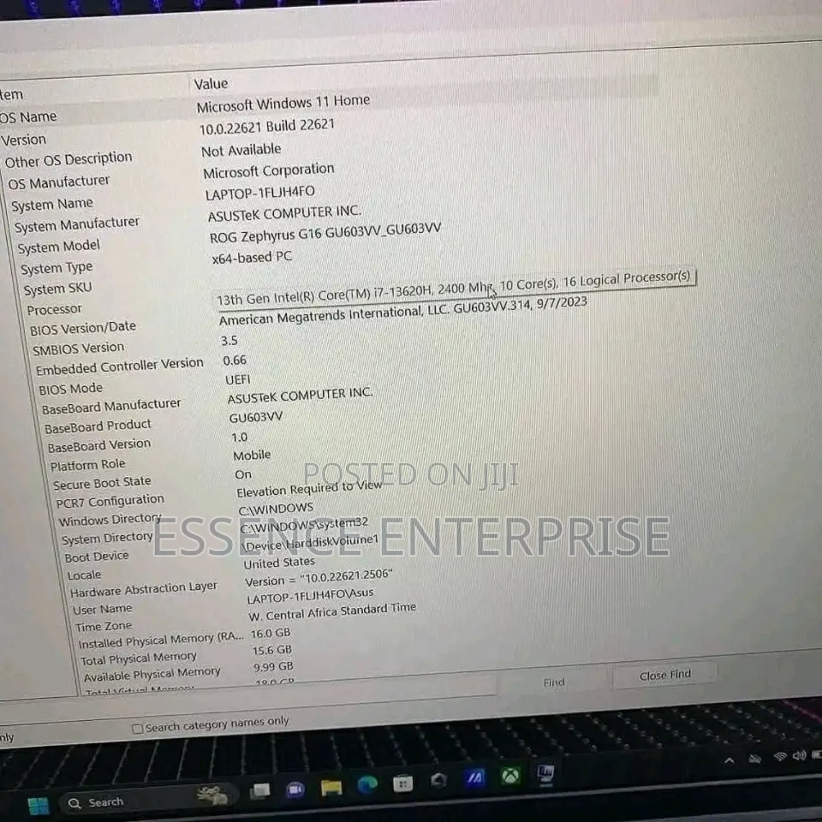 New Laptop Asus ROG Zephyrus G15 16GB Intel Core Ultra 7 SSD 1T