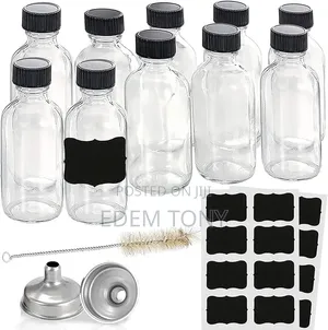 10pack 60ml Bottles With Caps,Small Clear Glass,Wellness Shot Bottles