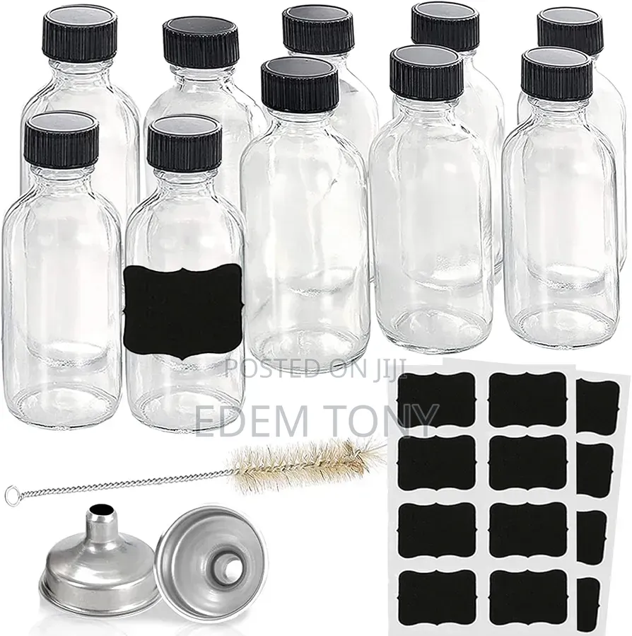 10pack 60ml Bottles With Caps,Small Clear Glass,Wellness Shot Bottles