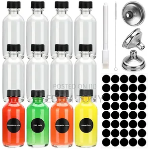 10pack 60ml Bottles With Caps,Small Clear Glass,Wellness Shot Bottles
