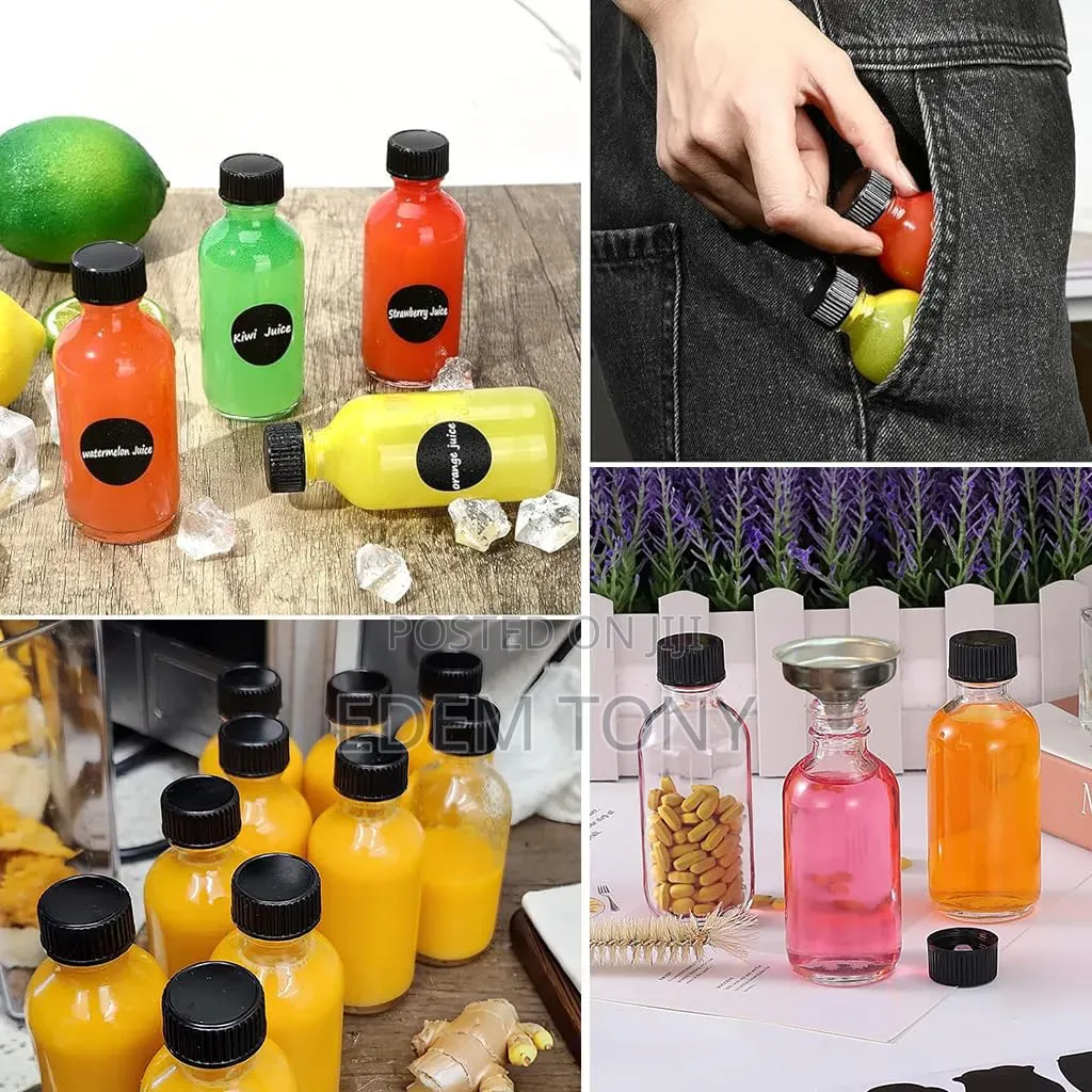 10pack 60ml Bottles With Caps,Small Clear Glass,Wellness Shot Bottles