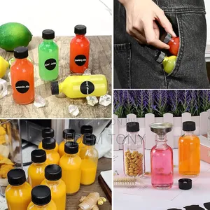 10pack 60ml Bottles With Caps,Small Clear Glass,Wellness Shot Bottles