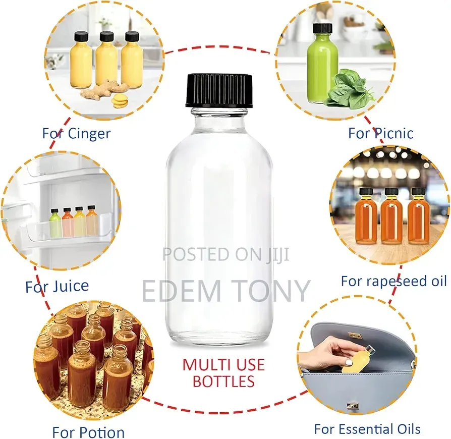 10pack 60ml Bottles With Caps,Small Clear Glass,Wellness Shot Bottles