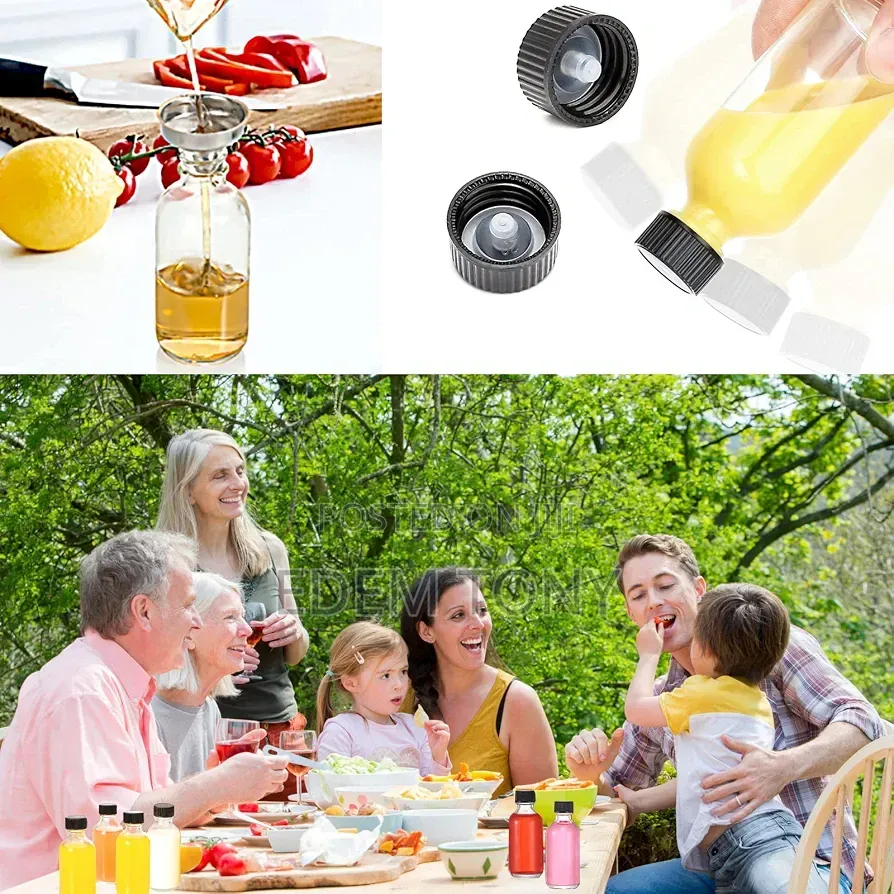 10pack 60ml Bottles With Caps,Small Clear Glass,Wellness Shot Bottles