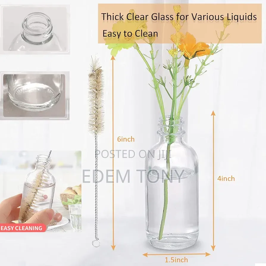 10pack 60ml Bottles With Caps,Small Clear Glass,Wellness Shot Bottles