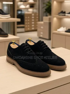 Men's Black Suede Wingtip Brogue Derby Shoes