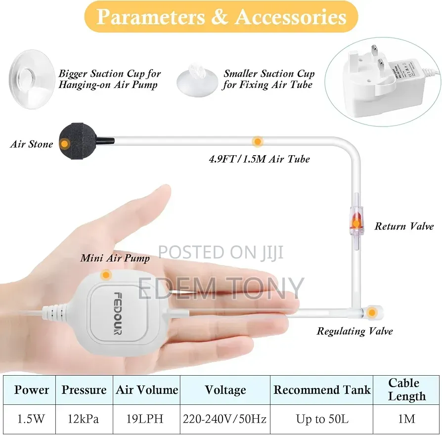 FEDOUR Mini Aquarium Air Pump, Nano Ultra Quiet Fish Tank Aerator