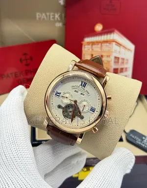 Patek Philippe Automatic Date Day Men’s Wristwatch Leather Strap,