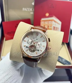 Patek Philippe Automatic Date Day Men’s Wristwatch Leather Strap,