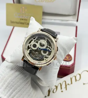 Gold-Tone Cartier Automatic Wristwatch With Skeleton and Multi-Dial