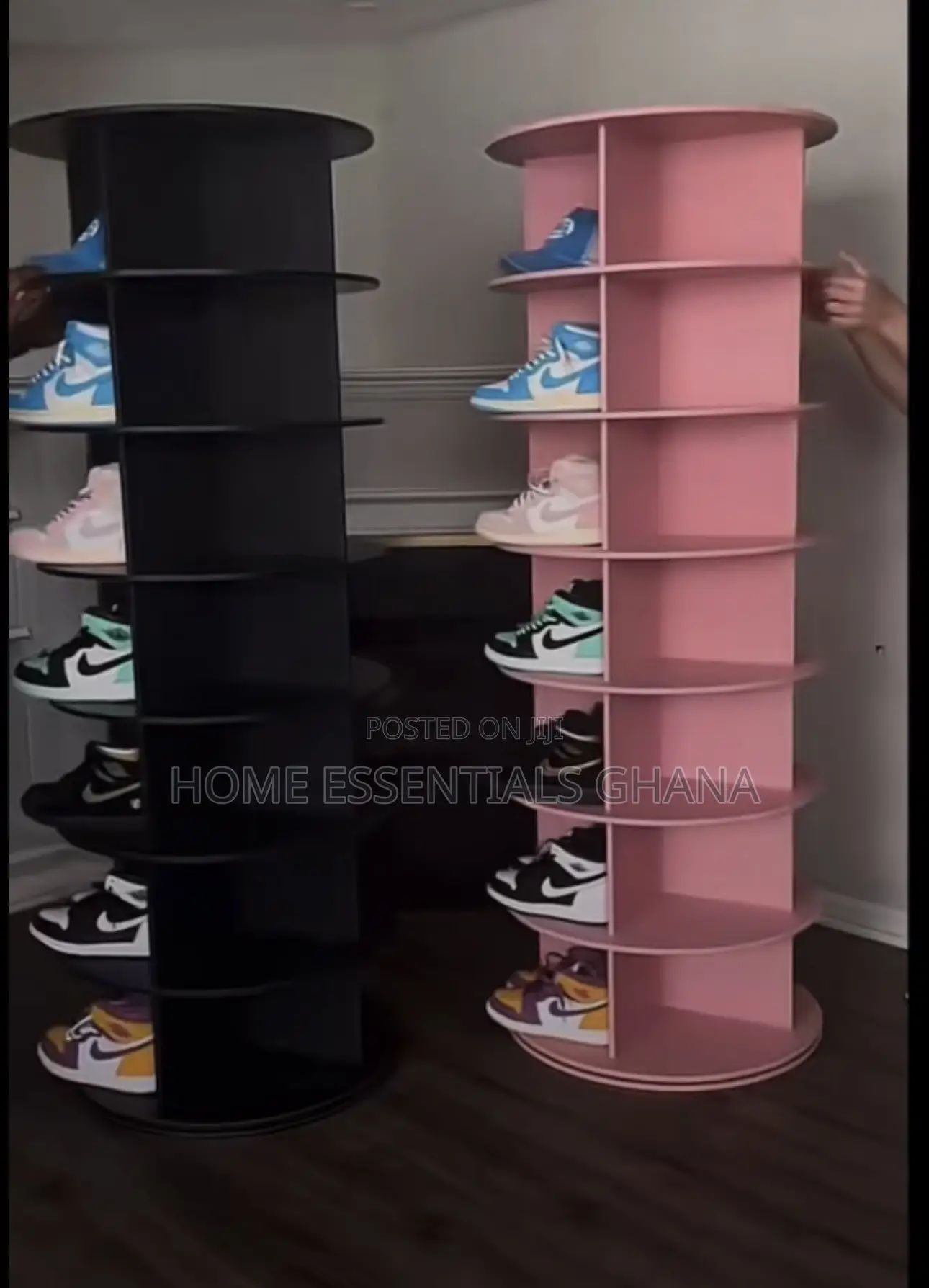 Pink Black 360° Rotational Shoe Rack