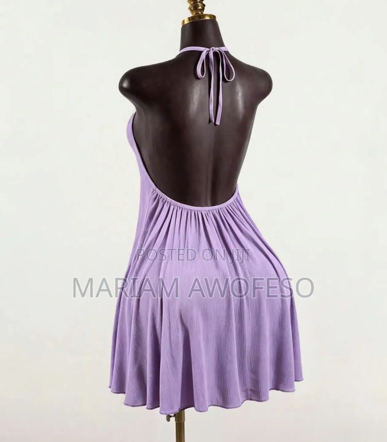 SaltGleam SaltGleam Pleated Backless Halter Mini Dress