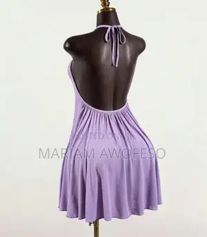 SaltGleam SaltGleam Pleated Backless Halter Mini Dress