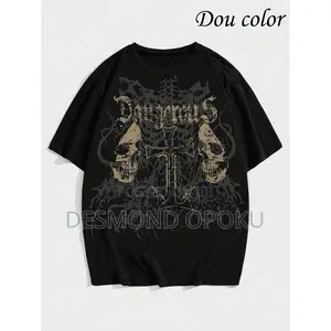 Men’s Thick Skull Print T-Shirt BlackT736311