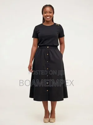 Women’s 2Piece Top Button-Front Skirt– Brown/Cream/Black/Green