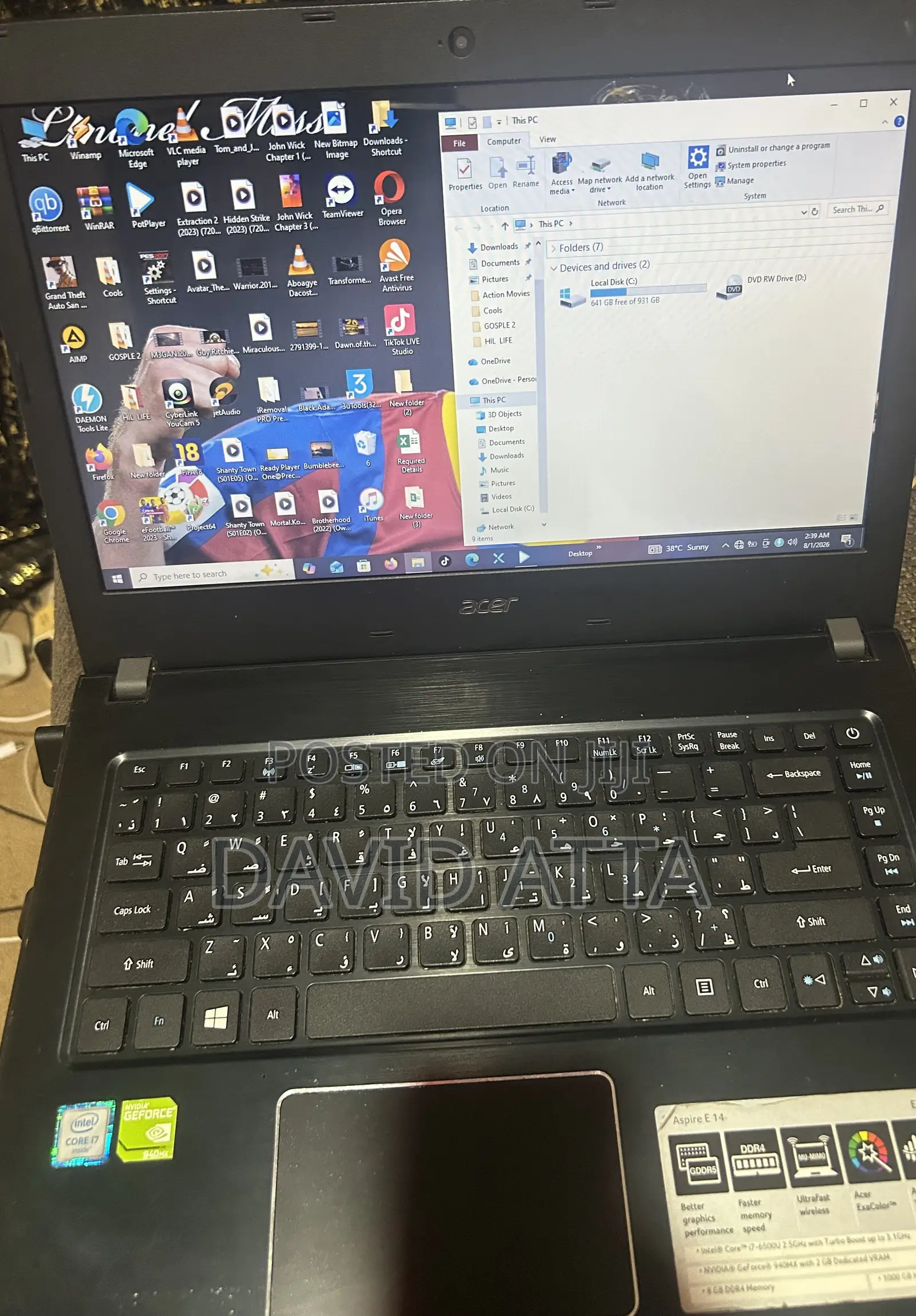 Laptop Acer Aspire 14 8GB Intel Core i7 HDD 1T