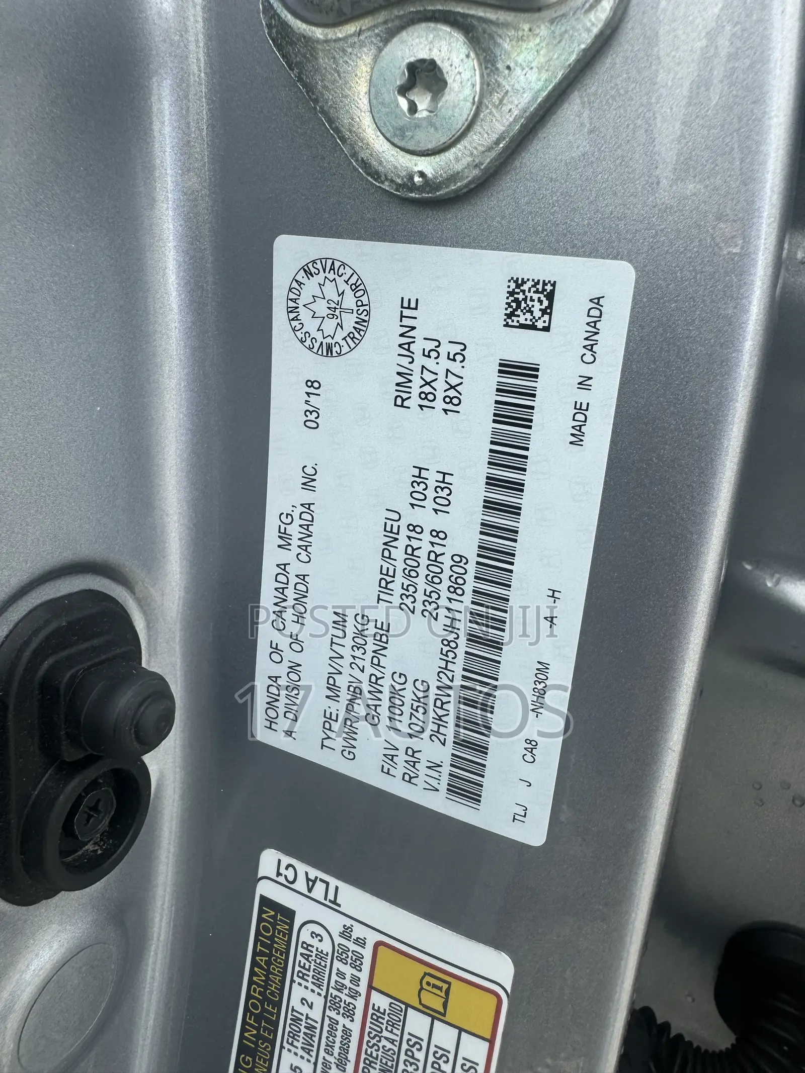 Honda CR-V EX AWD 2018 Silver