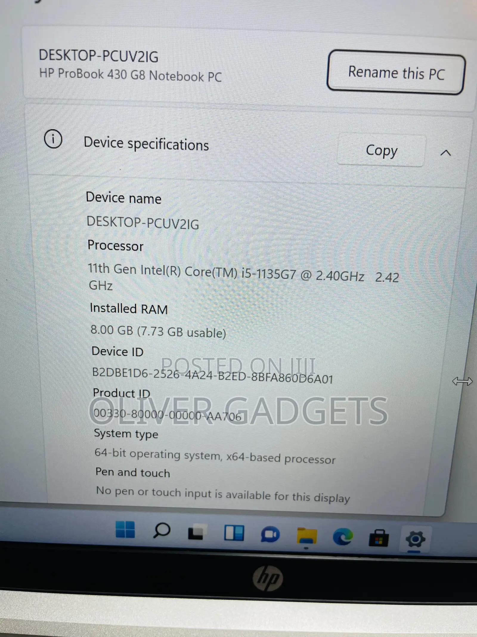 Laptop HP ProBook 430 G8 8GB Intel Core i5 SSD 256GB
