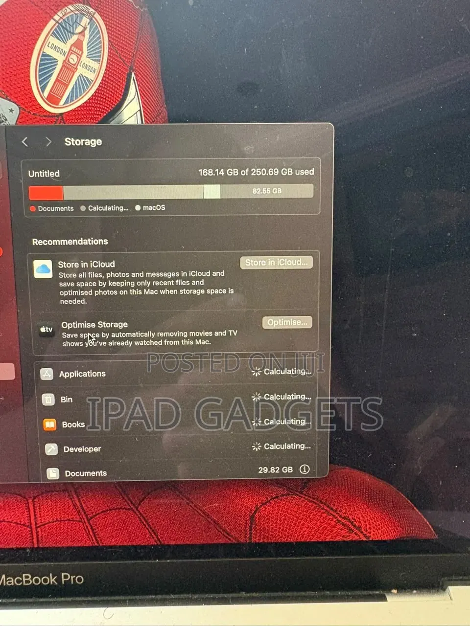 Laptop Apple MacBook Pro 2019 16GB Intel Core i7 HDD 256GB