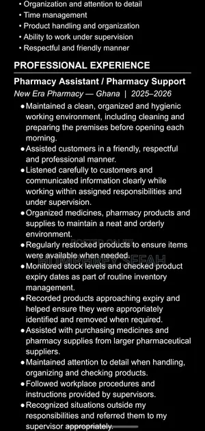 Hotel Receptionist, Hospitality CV