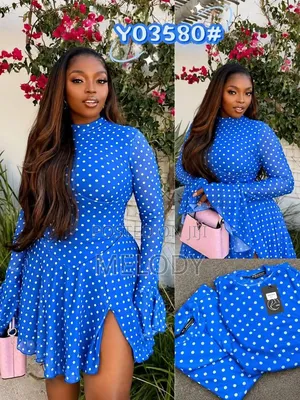 Polka Dot High-Neck Mini Dress With Bell Sleeves