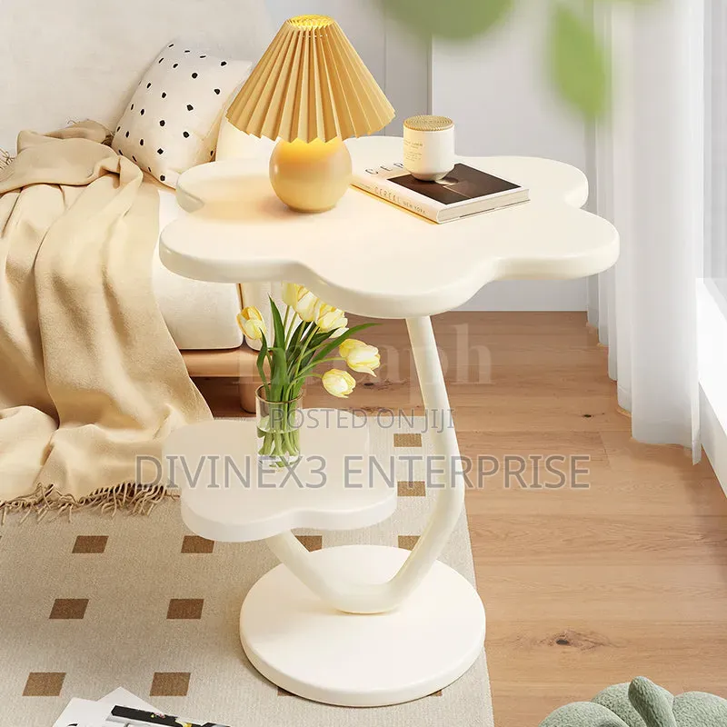 2-Tier Flower-Shaped Wooden Side Table