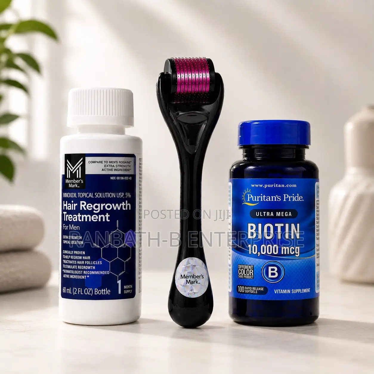Member’s Mark Minoxidil 5% + Biotin 10,000 MCG + Microneedling Roller