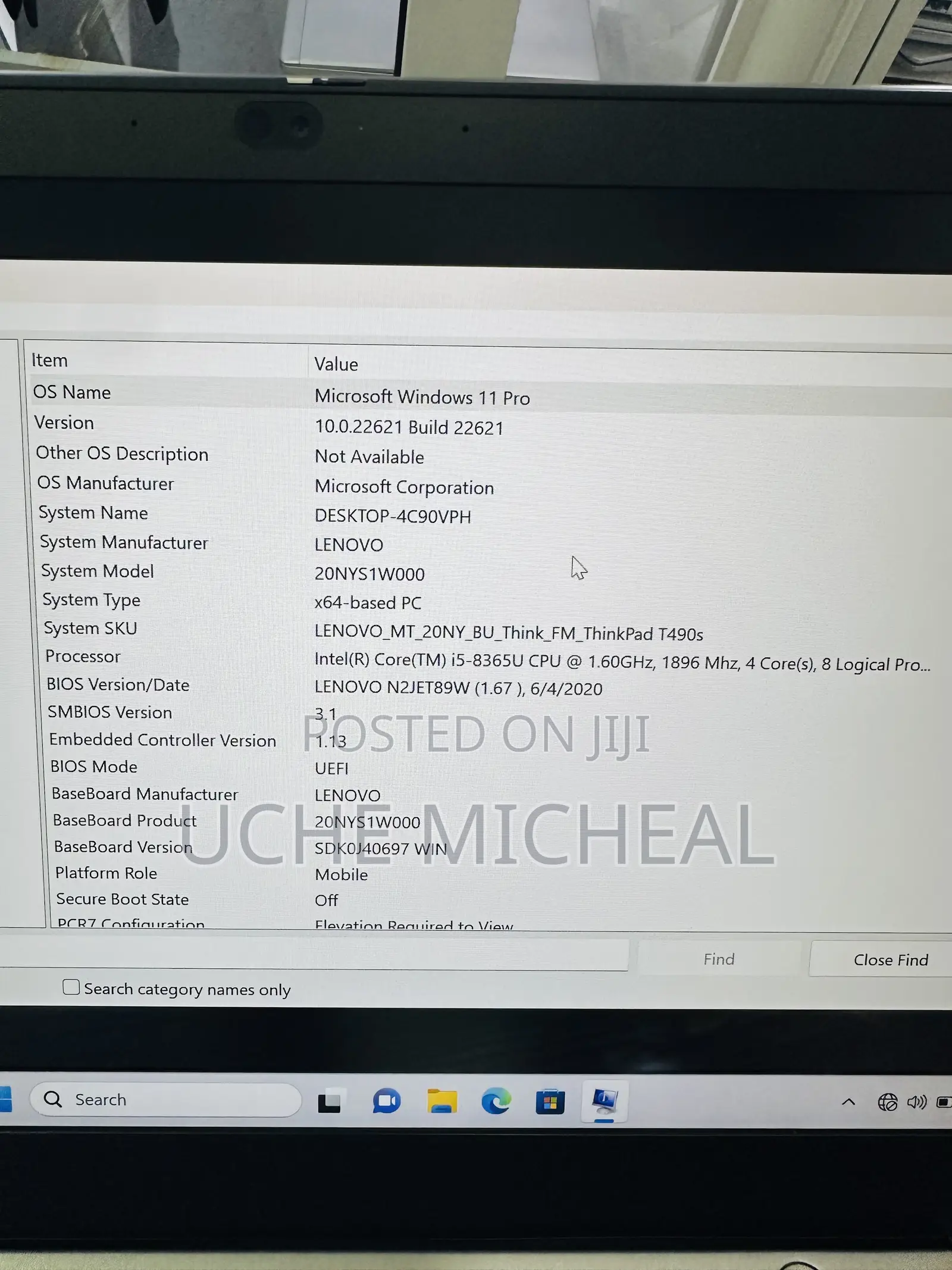 Laptop Lenovo ThinkPad T490s 8GB Intel Core i5 SSD 256GB